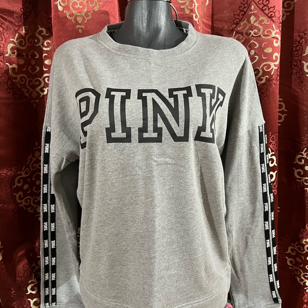 PINK Victoria's Secret Gray Sweatshirt with Black Accents